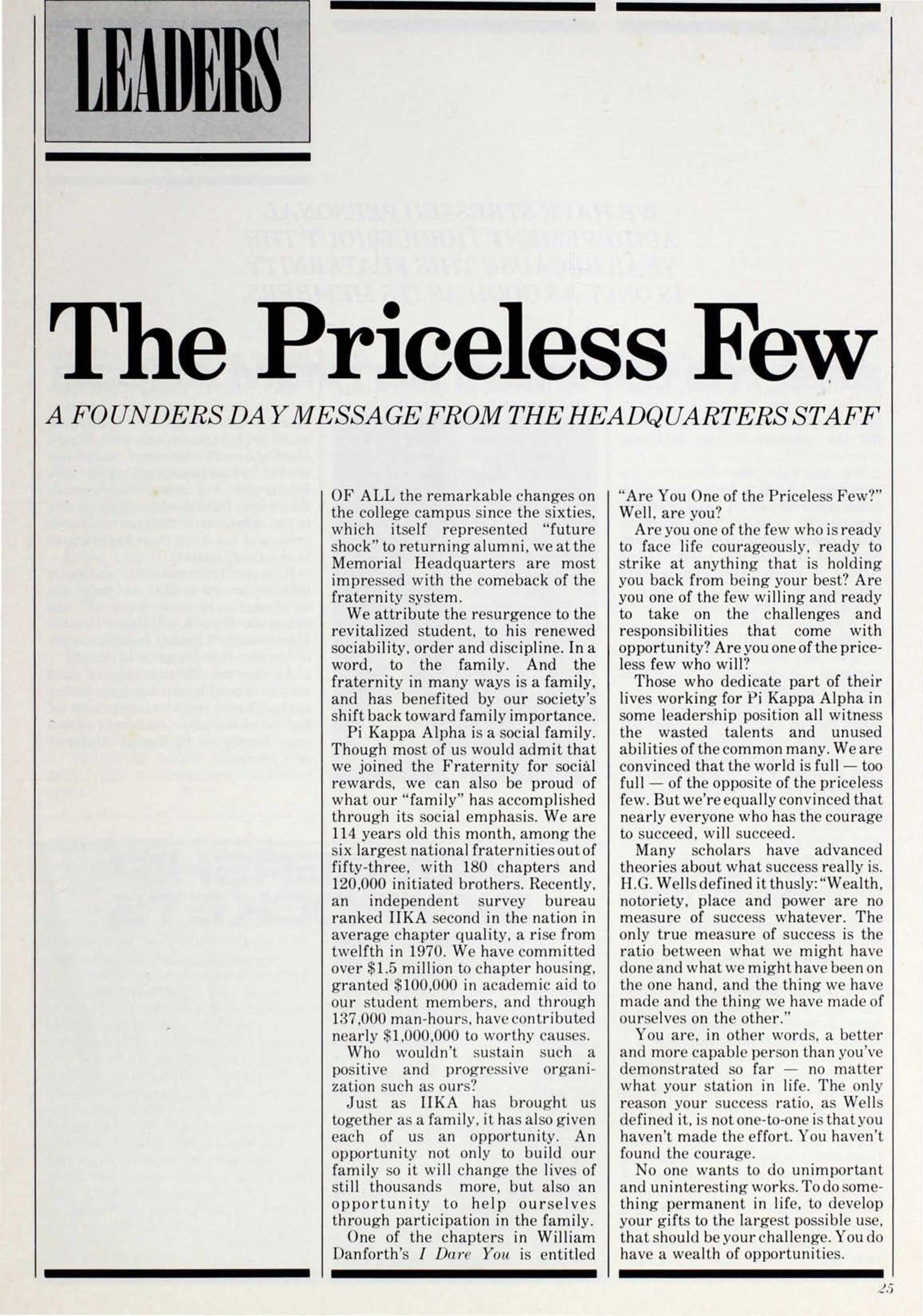 Leaders: The Priceless Few